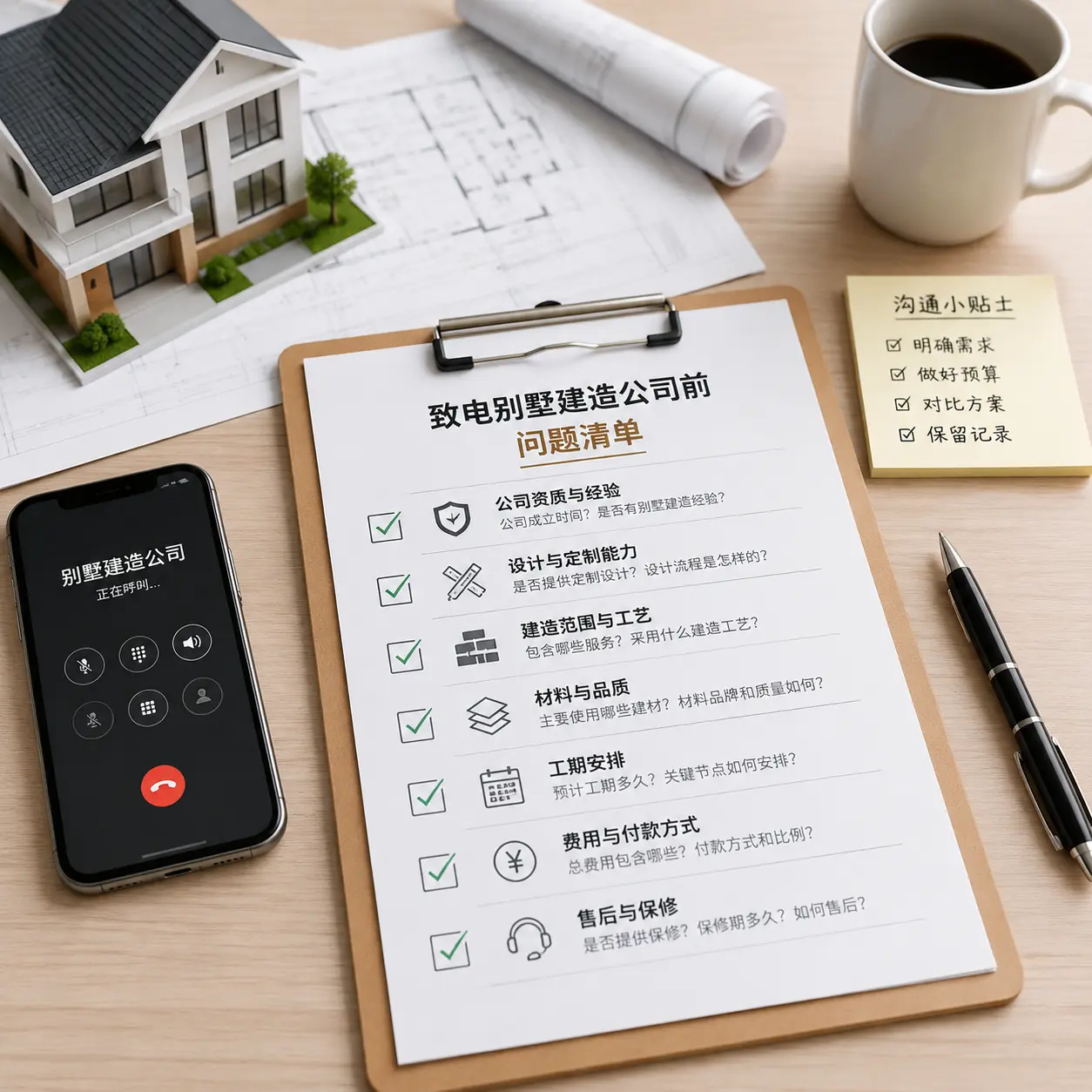 在兴仁拨打别墅建造公司电话前的准备工作
